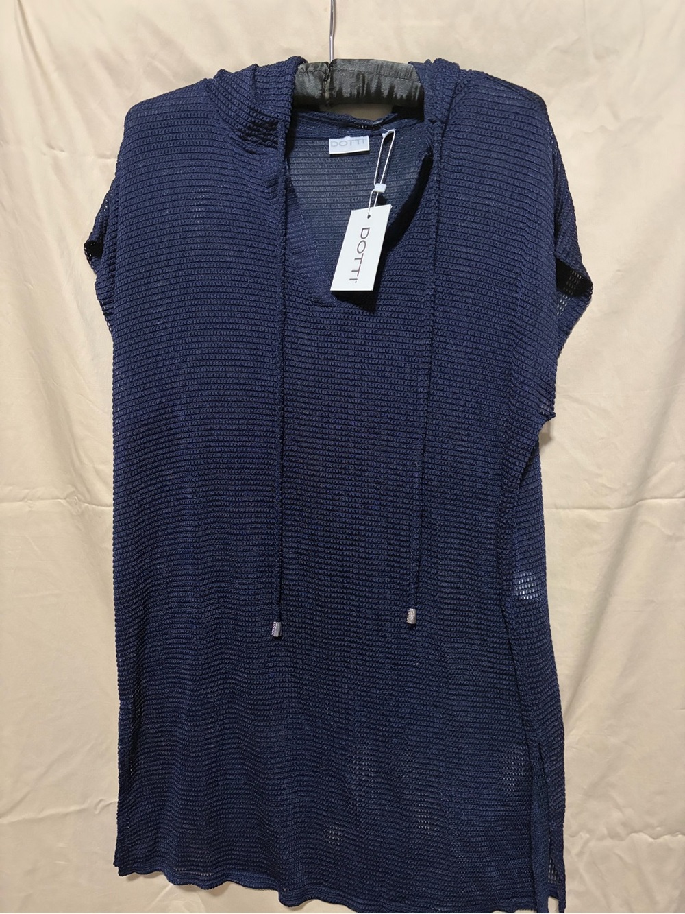 Dotti Navy Knit Hooded Swim Coverup
